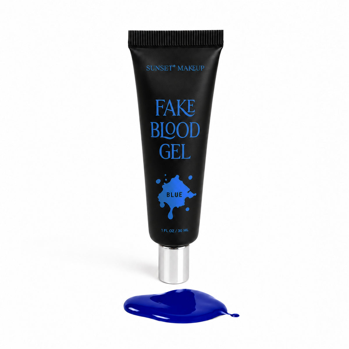 Sunset Makeup Blue Fake Blood Gel tube with Blue gel displayed on a white background.