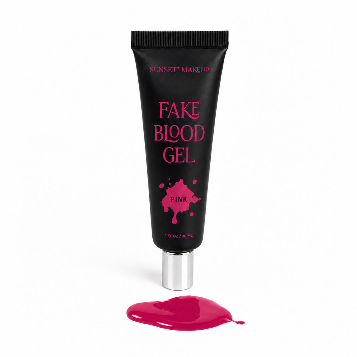 Sunset Makeup Pink Fake Blood Gel tube with pink gel displayed on a white background.