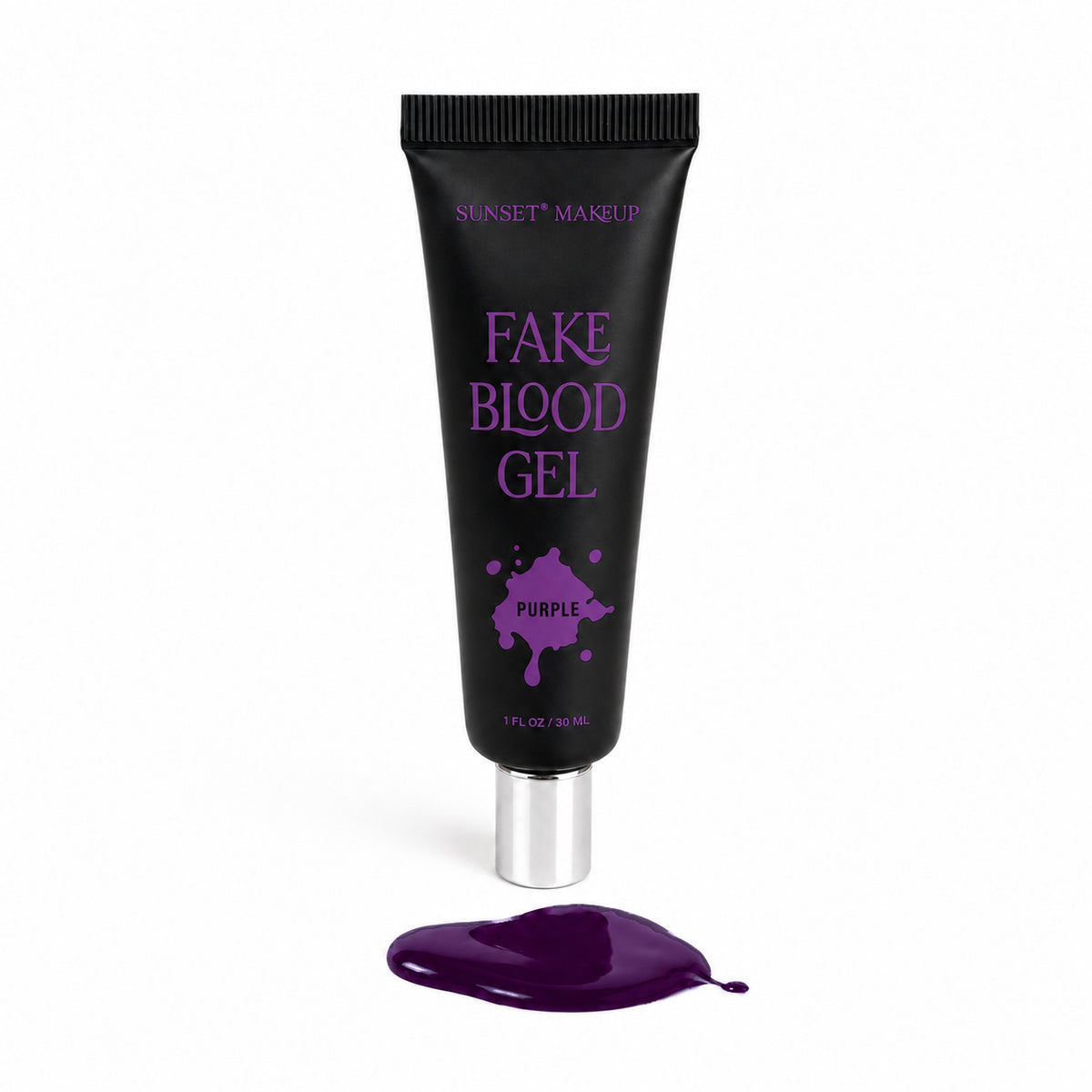 Sunset Makeup Purple Fake Blood Gel tube with Purple gel displayed on a white background.