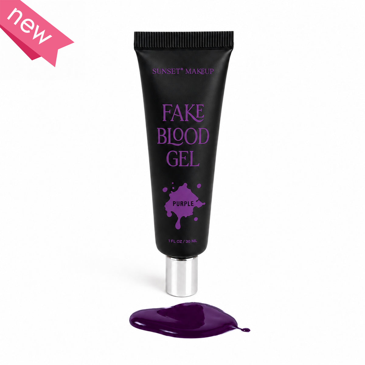 Sunset Makeup Purple Fake Blood Gel tube with Purple gel displayed on a white background.