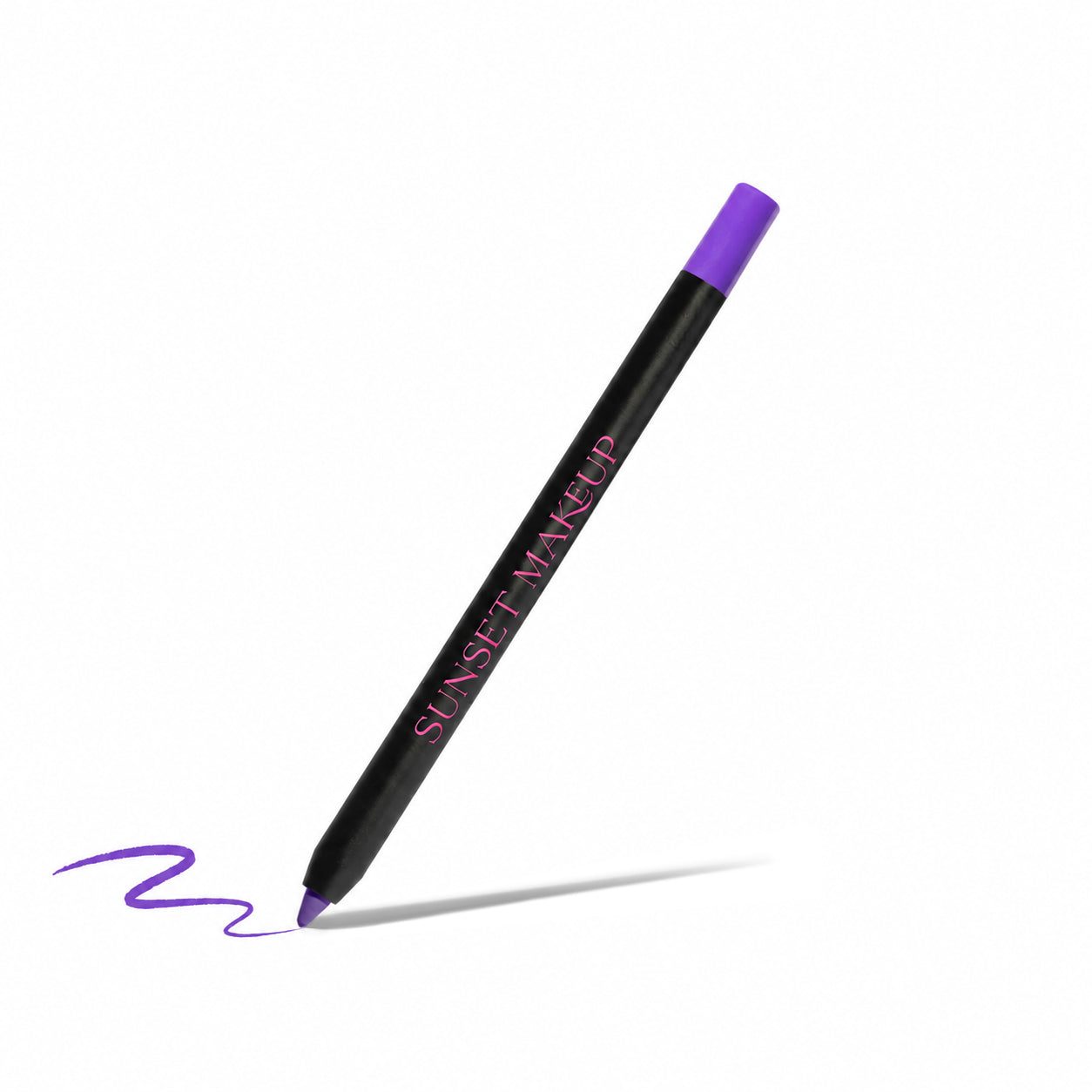 Sunset Makeup purple pencil crayon eyeliner with matching swatch on a white background.