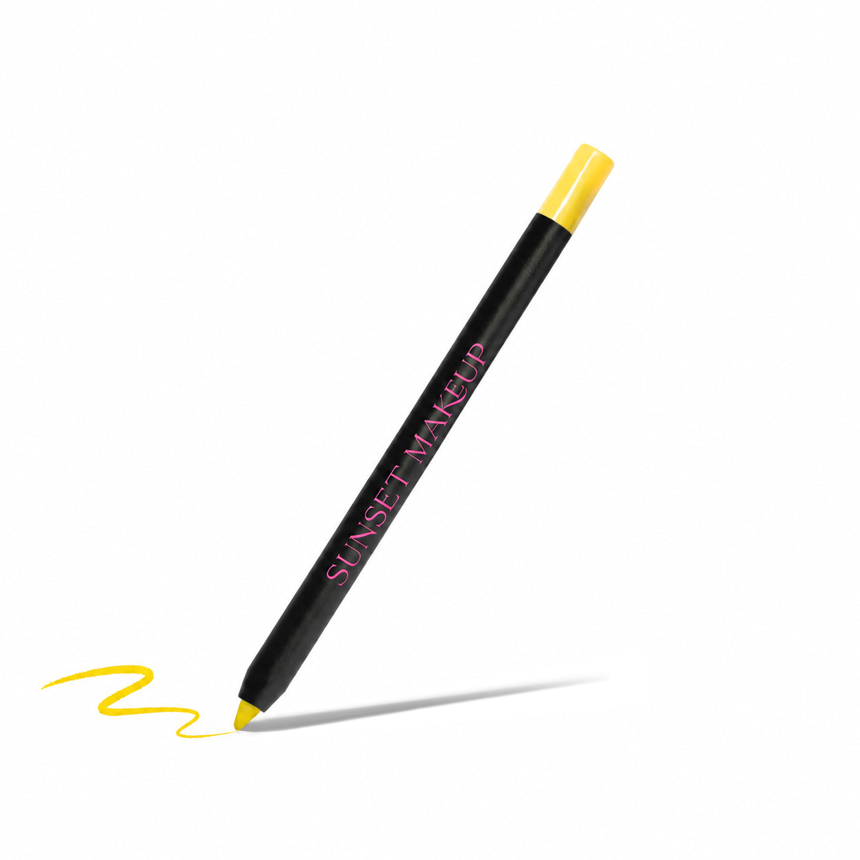 Sunset Makeup yellow pencil crayon eyeliner with matching swatch on a white background.