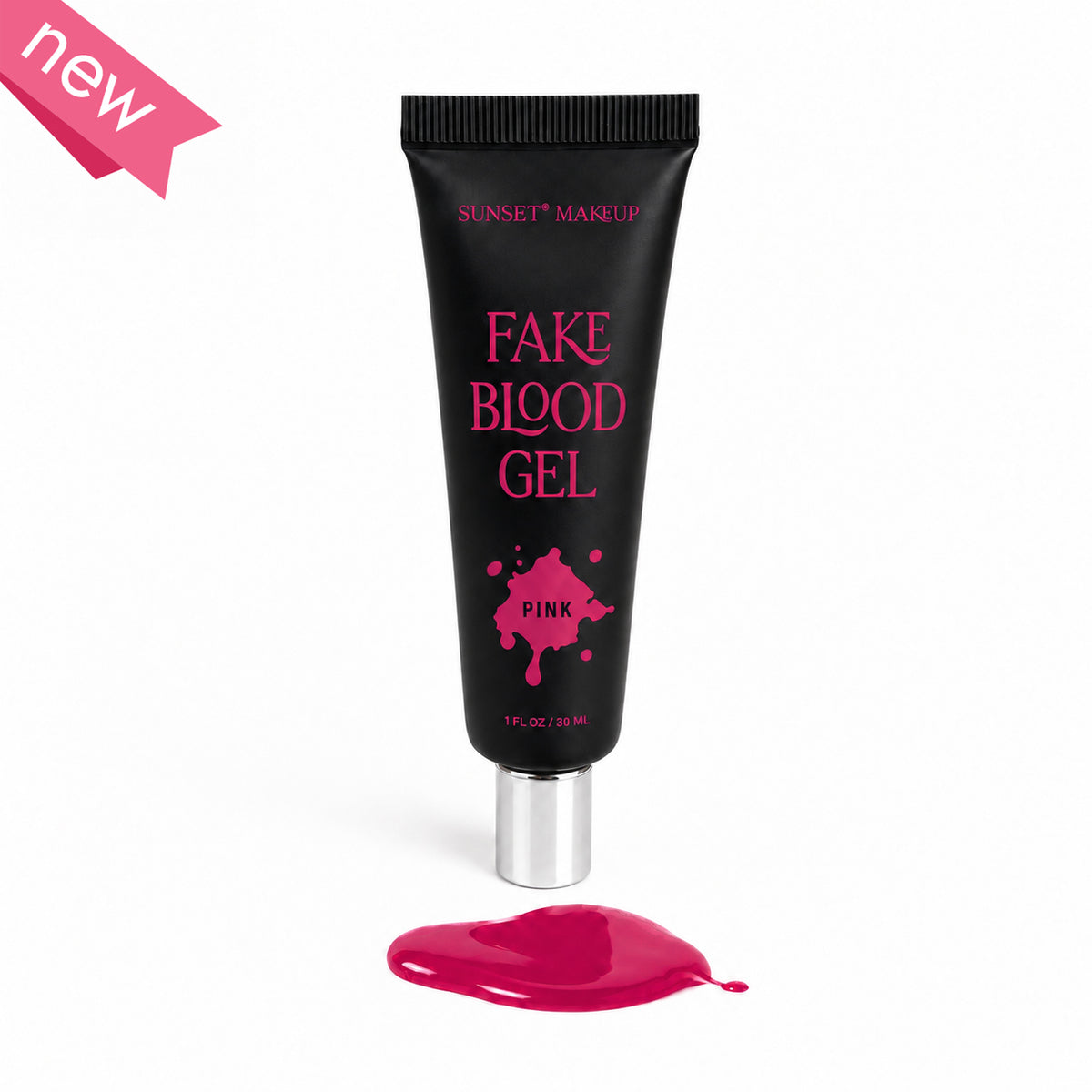Sunset Makeup Pink Fake Blood Gel tube with pink gel displayed on a white background.