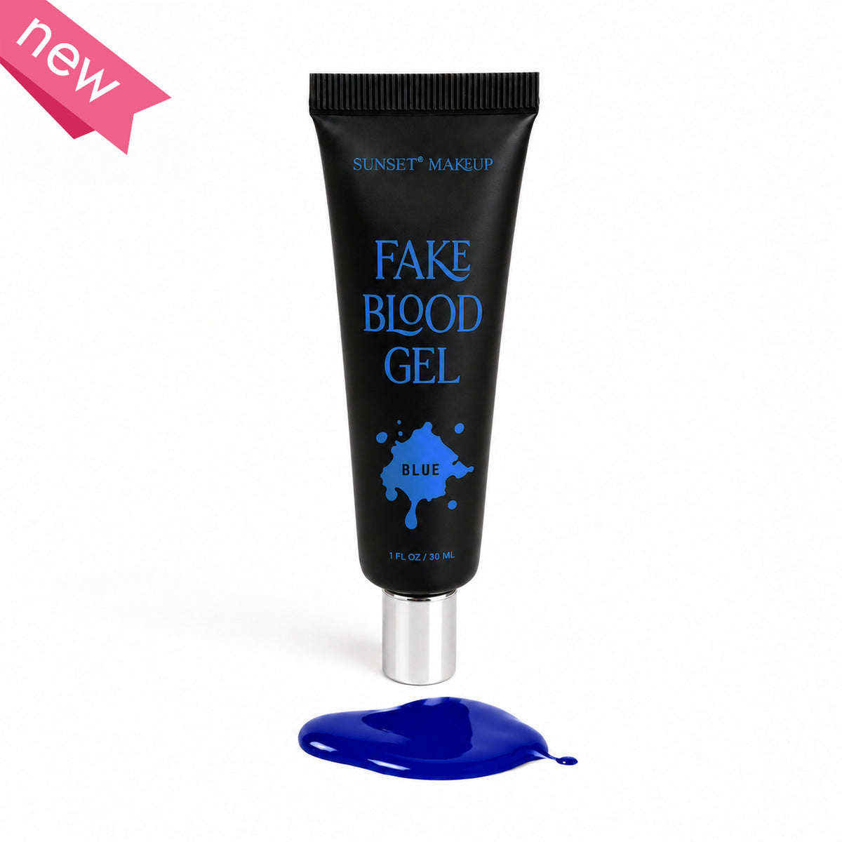 Sunset Makeup Blue Fake Blood Gel tube with Blue gel displayed on a white background.